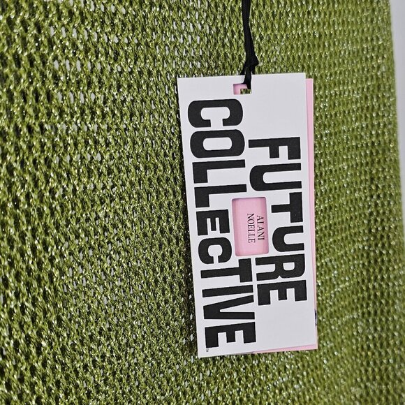 Future Collective x Alani Noelle Metallic Green Knit Skirt Size 1X Plus Size NWT - Picture 3 of 11
